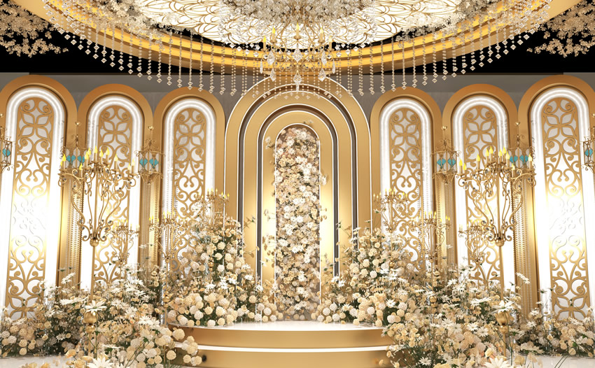 吉木乃香槟色调婚礼堂效果展示